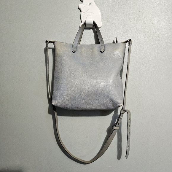 Madewell distressed Gray Leather crossbody Tote Bag - Picture 6 of 13